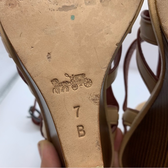 Coach Dawn Open Toe Leather Wedge Sandal size 7B - Picture 11 of 11